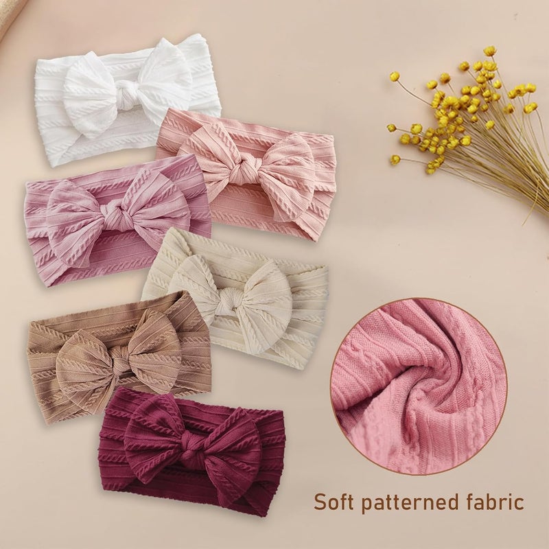 Fecawd 6PCS Baby Headbands, Girls Headbands with Bows, Soft Stretchy Nylon Hair Bands Hair Accessories for Newborn Infant Toddler - Image 5